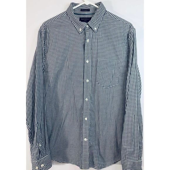 Banana Republic Mens White Navy Button Down Large‎ - Picture 1 of 7
